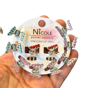 Nicole Shimmering Silver Hair Clips Claw 10 pc Set